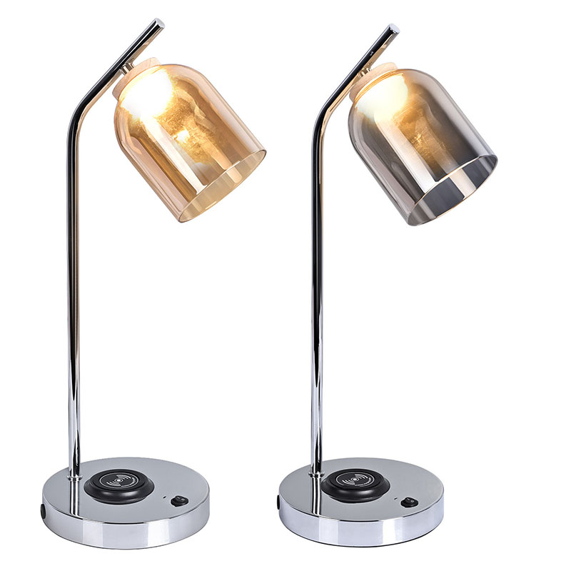 QI led asztali lámpa üvegbúrával